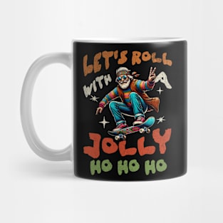 Funny Santa Riding a Skateboard Mug